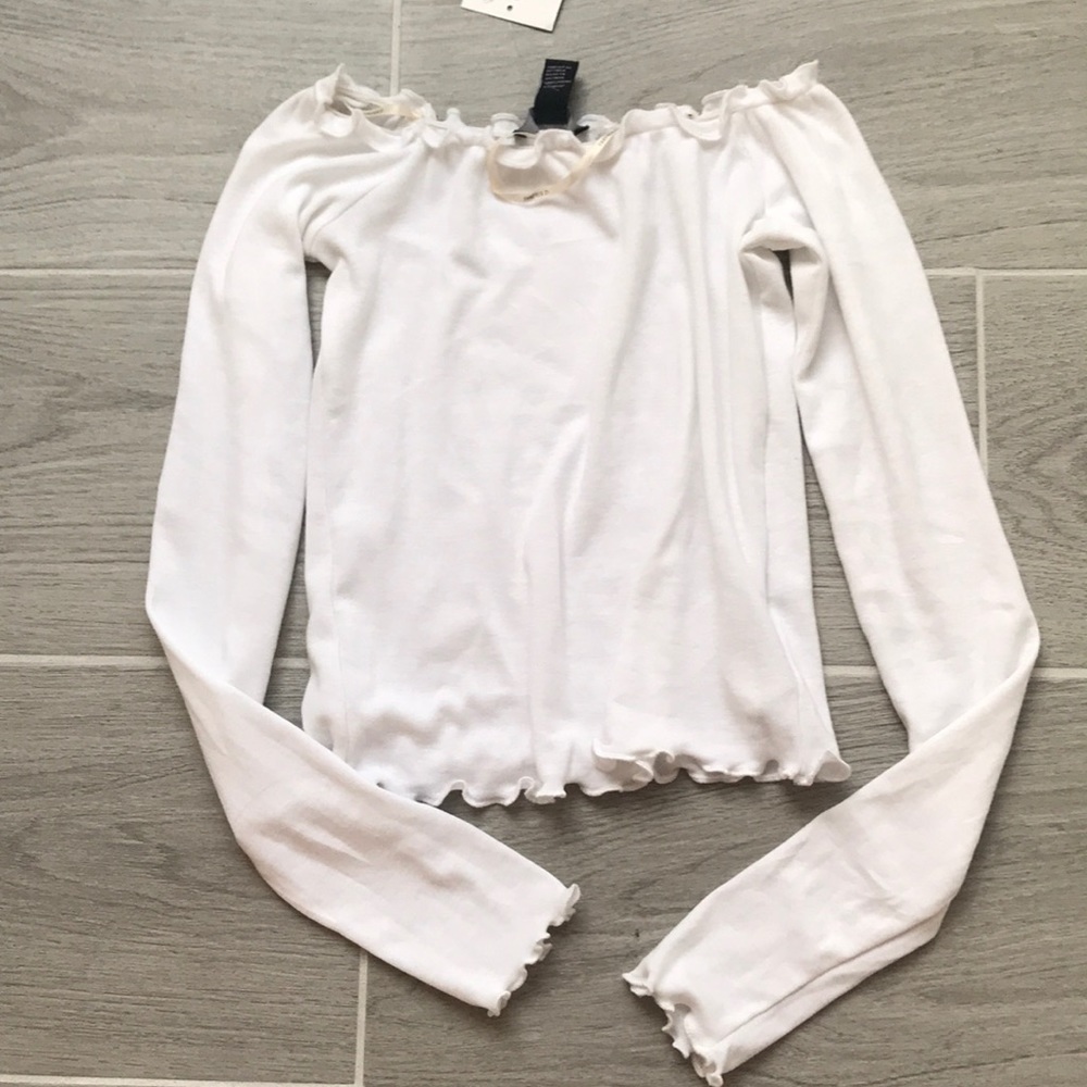 Forever 21 White Off the Shoulder Basic Top